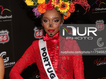 Miss Portugal Andreea Correia attends the red carpet for the Miss Universe Catrinas Gala at Antiguo Colegio de las Vizcainas in Mexico City,...