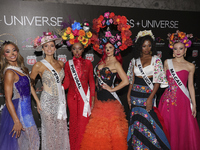 (L-R) Miss Bonaire Ruby Pouchet, Miss Peru Tatiana Calmell, Miss Portugal Andreea Correia, Miss Bulgaria Elena Vian, Miss Saint Lucia Skye F...