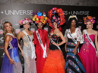 (L-R) Miss Bonaire Ruby Pouchet, Miss Peru Tatiana Calmell, Miss Portugal Andreea Correia, Miss Bulgaria Elena Vian, Miss Saint Lucia Skye F...