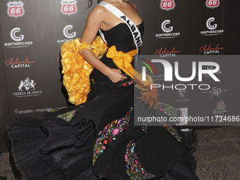 Miss Albania Franceska Rustemi attends the red carpet for the Miss Universe Catrinas Gala at Antiguo Colegio de las Vizcainas in Mexico City...