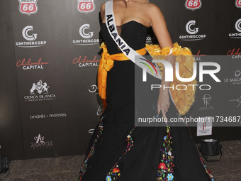 Miss Albania Franceska Rustemi attends the red carpet for the Miss Universe Catrinas Gala at Antiguo Colegio de las Vizcainas in Mexico City...