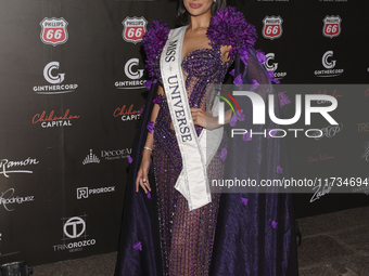 Miss Universe Sheynnis Palacios attends the red carpet for the Miss Universe Catrinas Gala at Antiguo Colegio de las Vizcainas in Mexico Cit...