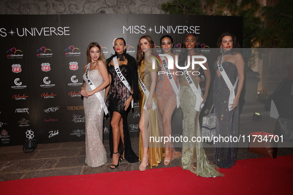 (L-R) Miss Turkey Ayliz Duman, Miss Italy Glelany Cavalcante, Miss North Macedonia Tea Gjorgievska, Miss Belgium Kenza Ameloot, Miss Zimbabw...