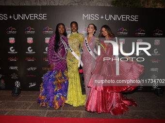 (L-R) Miss Trinidad and Tobago Jenelle Thongs, Miss Bahamas Selvinique Wright, Miss Albania Franceska Rustemi, and Miss United States Alma C...