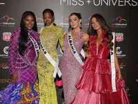 (L-R) Miss Trinidad and Tobago Jenelle Thongs, Miss Bahamas Selvinique Wright, Miss Albania Franceska Rustemi, and Miss United States Alma C...