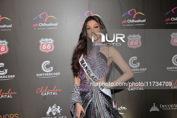 Miss Bangladesh Aniqa Alam attends the red carpet for the Miss Universe Catrinas Gala at Antiguo Colegio de las Vizcainas in Mexico City, Me...