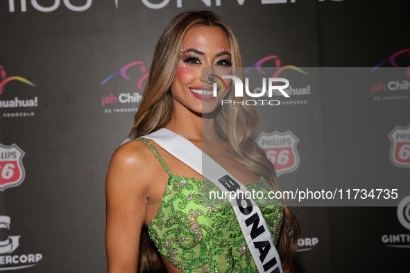 Miss Bonaire Ruby Pouchet attends the red carpet for the Miss Universe Catrinas Gala at Antiguo Colegio de las Vizcainas in Mexico City, Mex...