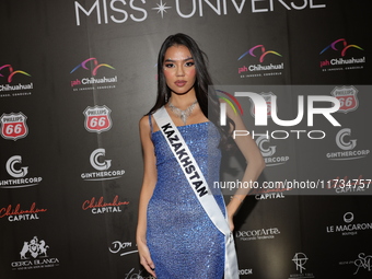 Miss Kazakhstan Madina Almukhanova attends the red carpet for the Miss Universe Catrinas Gala at Antiguo Colegio de las Vizcainas in Mexico...