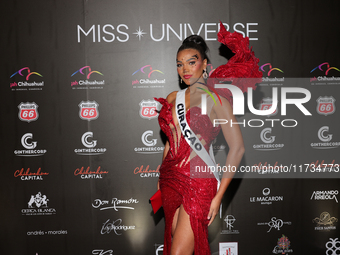 Miss Curacao Kimberly de Boer attends the red carpet for the Miss Universe Catrinas Gala at Antiguo Colegio de las Vizcainas in Mexico City,...