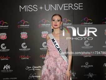 Miss Macau Cassandra Chiu attends the red carpet for the Miss Universe Catrinas Gala at Antiguo Colegio de las Vizcainas in Mexico City, Mex...