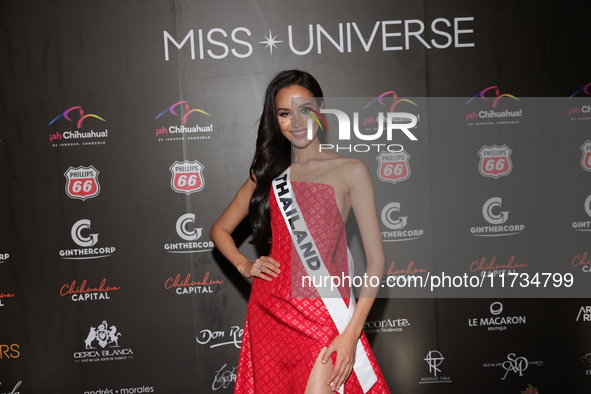 Miss Thailand Suchata Chuangsri attends the red carpet for the Miss Universe Catrinas Gala at Antiguo Colegio de las Vizcainas in Mexico Cit...