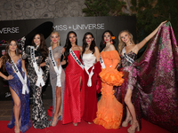 (L-R) Miss Estonia Valeria Vasilieva, Miss Mexico Maria Fernanda Beltran, Miss Denmark Victoria Kjaer Theilvig, Miss Thailand Suchata Chuang...