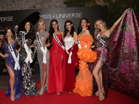 (L-R) Miss Estonia Valeria Vasilieva, Miss Mexico Maria Fernanda Beltran, Miss Denmark Victoria Kjaer Theilvig, Miss Thailand Suchata Chuang...