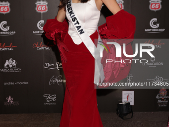 Miss Uzbekistan Nigina Fakhriddinova attends the red carpet for the Miss Universe Catrinas Gala at Antiguo Colegio de las Vizcainas in Mexic...