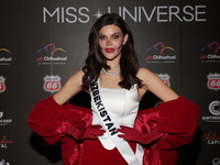 Miss Uzbekistan Nigina Fakhriddinova attends the red carpet for the Miss Universe Catrinas Gala at Antiguo Colegio de las Vizcainas in Mexic...