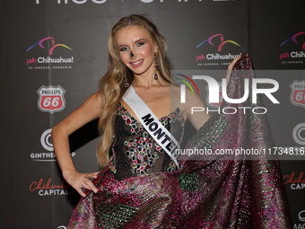 Miss Montenegro Rumina Ivezaj attends the red carpet for the Miss Universe Catrinas Gala at Antiguo Colegio de las Vizcainas in Mexico City,...