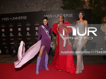 (L-R) Miss Czech Republic Marie Danci, Miss Martinique Angelique Angarni-Filopon, and Miss Slovakia Petra Sivakova attend the red carpet for...