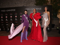 (L-R) Miss Czech Republic Marie Danci, Miss Martinique Angelique Angarni-Filopon, and Miss Slovakia Petra Sivakova attend the red carpet for...