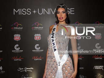 Miss Slovakia Petra Sivakova attends the red carpet for the Miss Universe Catrinas Gala at Antiguo Colegio de las Vizcainas in Mexico City,...