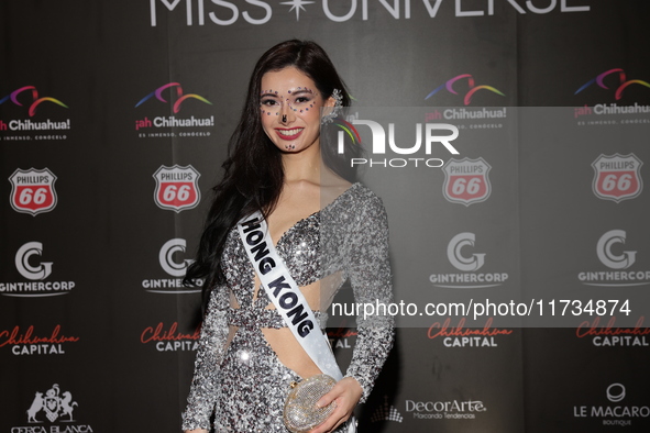 Miss Hong Kong Joanne Rhodes attends the red carpet for the Miss Universe Catrinas Gala at Antiguo Colegio de las Vizcainas in Mexico City,...