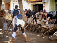 Thousands of volunteers participate in cleaning the areas affected by the floods of October 29 in Valencia. Towns such as Massanassa, Alfafa...