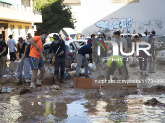 Thousands of volunteers participate in cleaning the areas affected by the floods of October 29 in Valencia. Towns such as Massanassa, Alfafa...