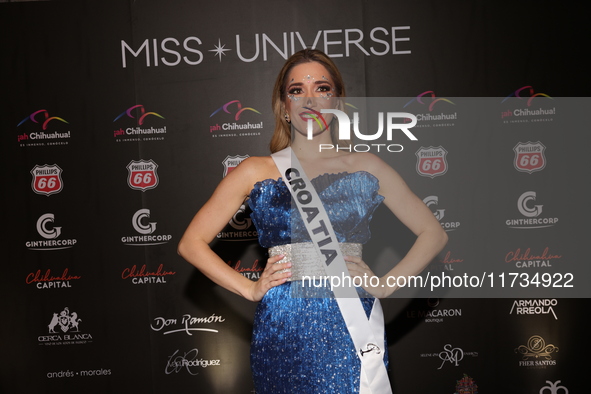 Miss Croatia Zrinka Coric attends the red carpet for the Miss Universe Catrinas Gala at Antiguo Colegio de las Vizcainas in Mexico City, Mex...