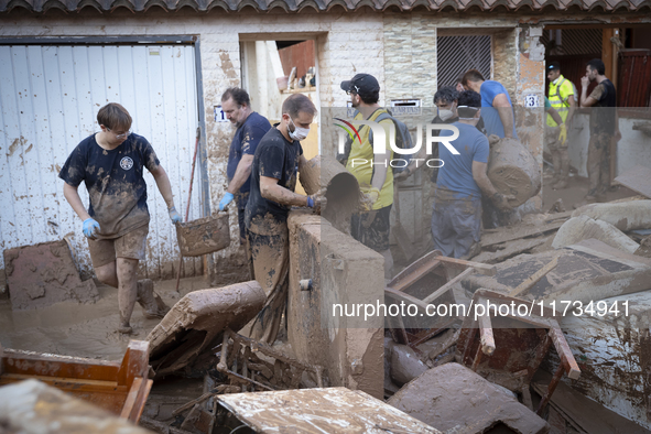 Thousands of volunteers participate in cleaning the areas affected by the floods of October 29 in Valencia. Towns such as Massanassa, Alfafa...