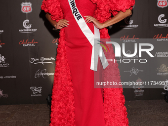 Miss Martinique Angelique Angarni-Filopon attends the red carpet for the Miss Universe Catrinas Gala at Antiguo Colegio de las Vizcainas in...