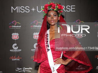 Miss Equatorial Guinea, Diana Angono Mouhafo, attends the red carpet for the Miss Universe Catrinas Gala at Antiguo Colegio de las Vizcainas...