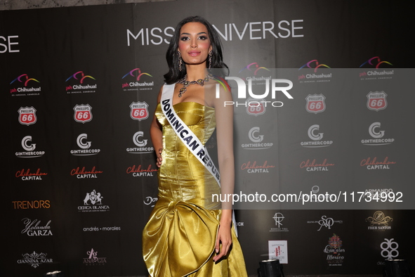 Miss Dominican Republic Celinee Santos Frias attends the red carpet for the Miss Universe Catrinas Gala at Antiguo Colegio de las Vizcainas...