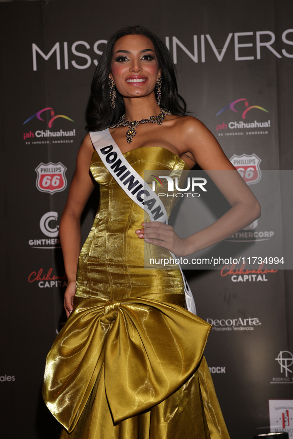 Miss Dominican Republic Celinee Santos Frias attends the red carpet for the Miss Universe Catrinas Gala at Antiguo Colegio de las Vizcainas...