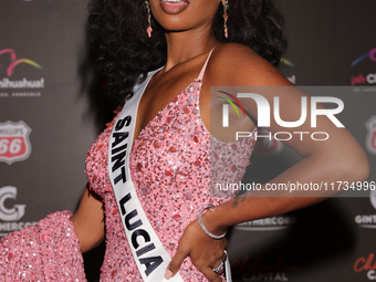 Miss Saint Lucia Skye Faucher attends the red carpet for the Miss Universe Catrinas Gala at Antiguo Colegio de las Vizcainas in Mexico City,...