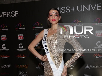 Miss Costa Rica Elena Hidalgo Ramirez attends the red carpet for the Miss Universe Catrinas Gala at Antiguo Colegio de las Vizcainas in Mexi...