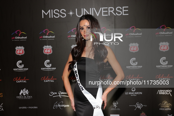 Miss Great Britain Christina Dela Cruz attends the red carpet for the Miss Universe Catrinas Gala at Antiguo Colegio de las Vizcainas in Mex...