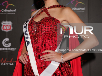 Miss Latvia Maria Vicinska attends the red carpet for the Miss Universe Catrinas Gala at Antiguo Colegio de las Vizcainas in Mexico City, Me...