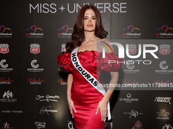 Miss Honduras Stephanie Cam attends the red carpet for the Miss Universe Catrinas Gala at Antiguo Colegio de las Vizcainas in Mexico City, M...