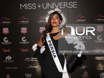 Miss Persia Ava Vahneshan attends the red carpet for the Miss Universe Catrinas Gala at Antiguo Colegio de las Vizcainas in Mexico City, Mex...