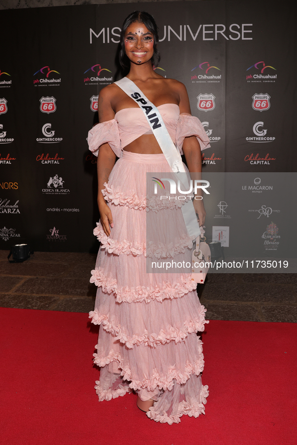 Miss Spain Michelle Jimenez attends the red carpet for the Miss Universe Catrinas Gala at Antiguo Colegio de las Vizcainas in Mexico City, M...