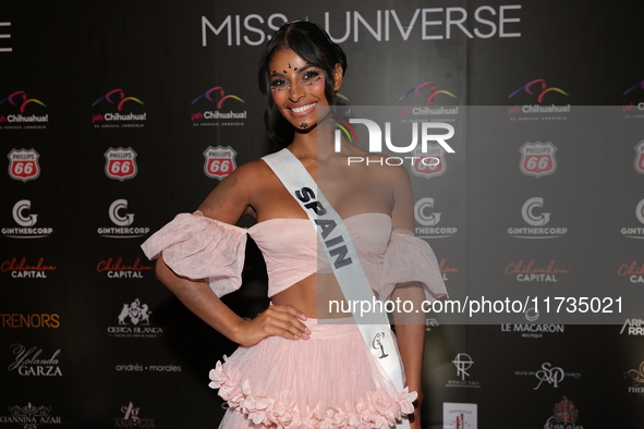 Miss Spain Michelle Jimenez attends the red carpet for the Miss Universe Catrinas Gala at Antiguo Colegio de las Vizcainas in Mexico City, M...