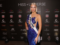 Miss Finland Matilda Wirtavuori attends the red carpet for the Miss Universe Catrinas Gala at Antiguo Colegio de las Vizcainas in Mexico Cit...