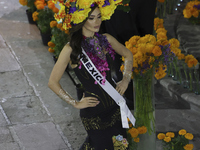 Miss Mexico, Maria Fernanda Beltran, walks on the runway during the Miss Universe Catrinas Gala at Antiguo Colegio de las Vizcainas in Mexic...