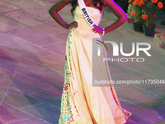 Miss British Virgin Islands Deyounce Lowenfield walks on the runway during the Miss Universe Catrinas Gala at Antiguo Colegio de las Vizcain...