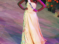 Miss British Virgin Islands Deyounce Lowenfield walks on the runway during the Miss Universe Catrinas Gala at Antiguo Colegio de las Vizcain...