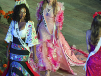 Miss Gibraltar Shyanne McIntosh walks on the runway during the Miss Universe Catrinas Gala at Antiguo Colegio de las Vizcainas in Mexico Cit...