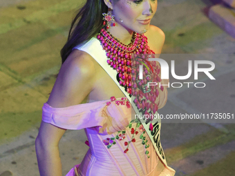 Miss Cayman Islands Raegan Rutty walks on the runway during the Miss Universe Catrinas Gala at Antiguo Colegio de las Vizcainas in Mexico Ci...