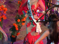 Miss Uruguay Yanina Lucas walks on the runway during the Miss Universe Catrinas Gala at Antiguo Colegio de las Vizcainas in Mexico City, Mex...