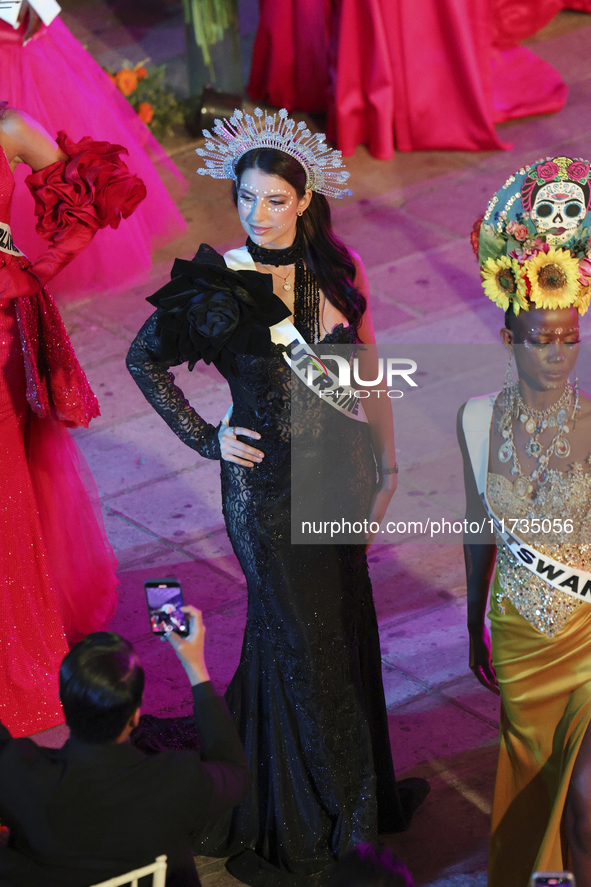 Miss Ukraine Alina Ponomarenko walks on the runway during the Miss Universe Catrinas Gala at Antiguo Colegio de las Vizcainas in Mexico City...