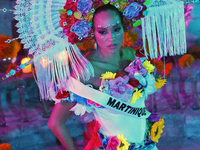 Miss Martinique Angelique Angarni-Filopon walks on the runway during the Miss Universe Catrinas Gala at Antiguo Colegio de las Vizcainas in...