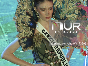 Miss Czech Republic Marie Danci walks on the runway during the Miss Universe Catrinas Gala at Antiguo Colegio de las Vizcainas in Mexico Cit...